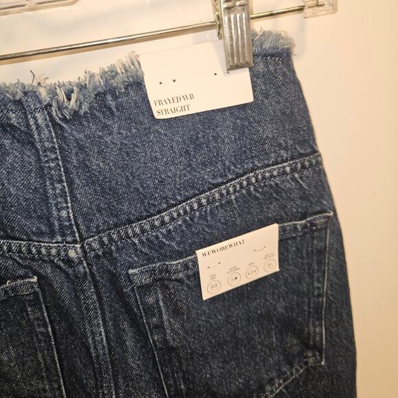 Weworewhat Frayed WB Straight Denim Jeans Size 26 - Picture 7 of 9